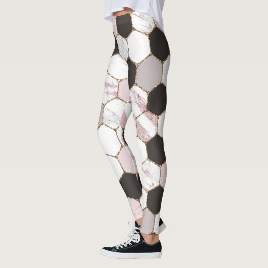 Modern Geometric Marble Hexagon Pattern Leggings (Links)