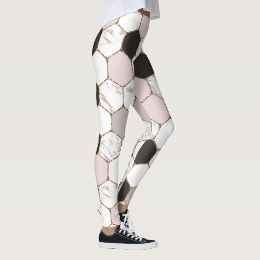 Modern Geometric Marble Hexagon Pattern Leggings (Rechts)