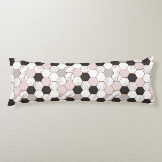Modern Geometric Marble Hexagon Pattern Lichaamskussen (Voorkant)