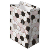 Modern Geometric Marble Hexagon Pattern Medium Cadeauzakje (Achterkant Gekanteld)