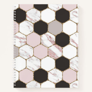 Modern Geometric Marble Hexagon Pattern Notitieboek