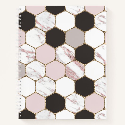 Modern Geometric Marble Hexagon Pattern Notitieboek (Voorkant)