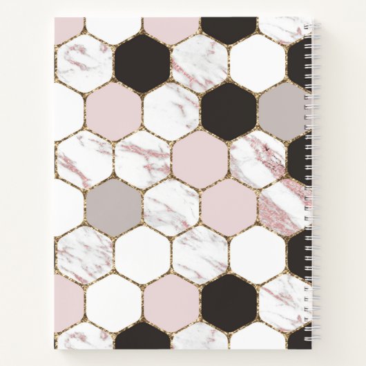 Modern Geometric Marble Hexagon Pattern Notitieboek (Achterkant)