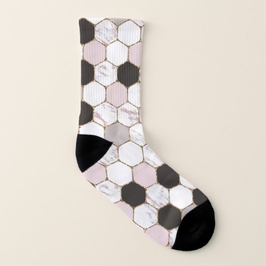 Modern Geometric Marble Hexagon Pattern Sokken (Rechts - buiten)