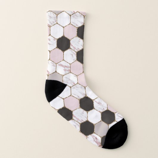 Modern Geometric Marble Hexagon Pattern Sokken (Links binnenkant)