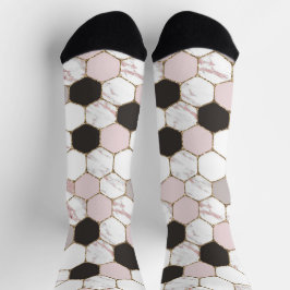 Modern Geometric Marble Hexagon Pattern Sokken