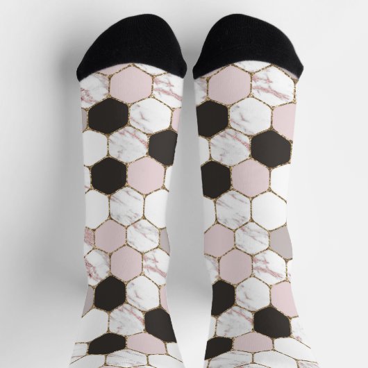 Modern Geometric Marble Hexagon Pattern Sokken (Top)