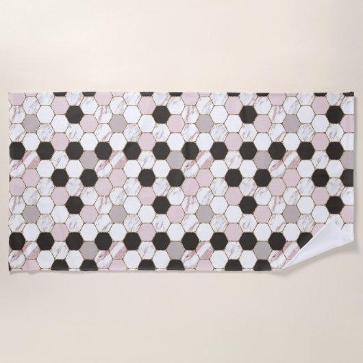 Modern Geometric Marble Hexagon Pattern Strandlaken (Voorkant)