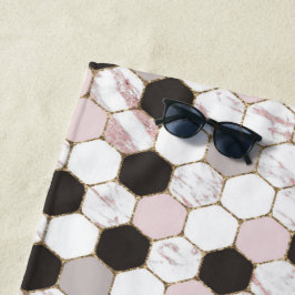 Modern Geometric Marble Hexagon Pattern Strandlaken