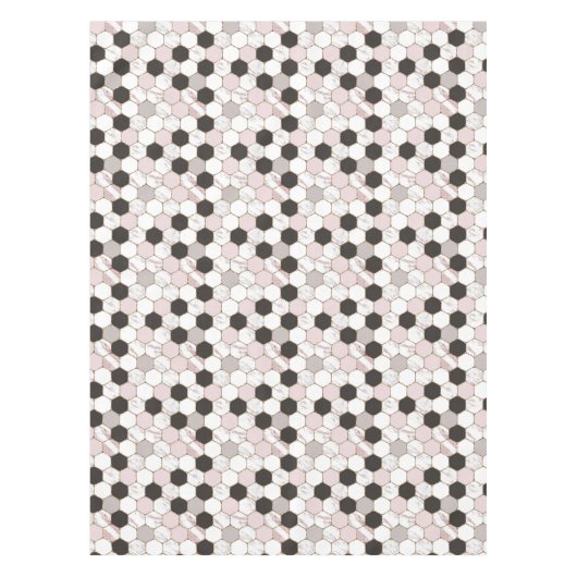Modern Geometric Marble Hexagon Pattern Tafelkleed (Voorkant)