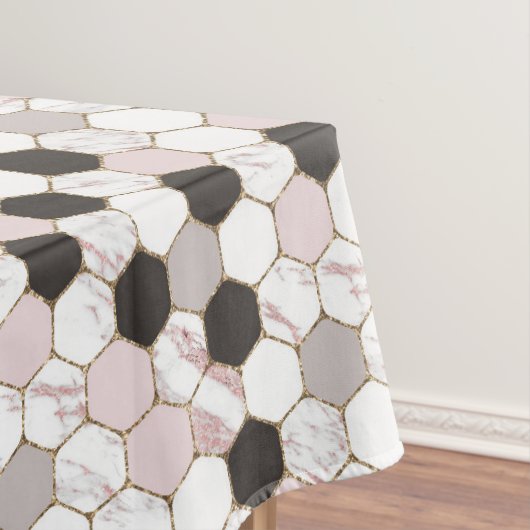 Modern Geometric Marble Hexagon Pattern Tafelkleed (Voorbeeld)