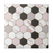 Modern Geometric Marble Hexagon Pattern Tegeltje (Voorkant)