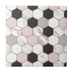 Modern Geometric Marble Hexagon Pattern Tegeltje