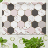 Modern Geometric Marble Hexagon Pattern Theedoek (Gevouwen)