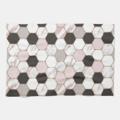 Modern Geometric Marble Hexagon Pattern Theedoek (Horizontaal)
