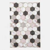 Modern Geometric Marble Hexagon Pattern Theedoek (Verticaal)