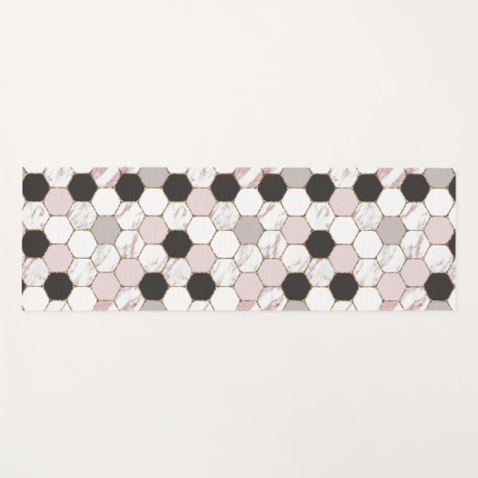 Modern Geometric Marble Hexagon Pattern Yogamat (Voorkant (horizontaal))