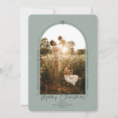 Modern Geometric Merry Green Foto Feestdagenkaart (Voorkant)