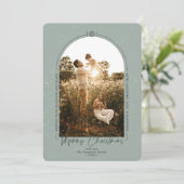 Modern Geometric Merry Green Foto Feestdagenkaart (Staand voorkant)