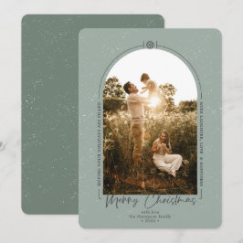 Modern Geometric Merry Green Foto Feestdagenkaart