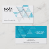 Modern Geometric met Blue Triangles Visitekaartje (Voorkant / Achterkant)