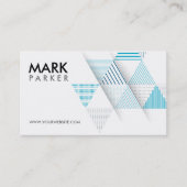 Modern Geometric met Blue Triangles Visitekaartje (Voorkant)
