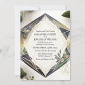 Modern Geometric met Small Flowers bruiloft Kaart (Voorkant)