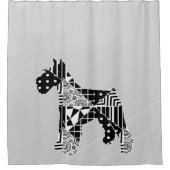 Modern Geometric Miniature Schnauzer Douchegordijn (Voorkant)