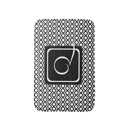 Modern Geometric Monogram Black White Badmat (Voorkant Verticaal)