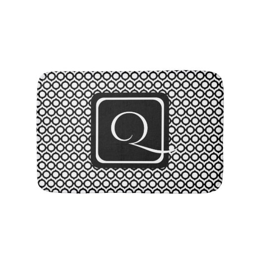 Modern Geometric Monogram Black White Badmat (Voorkant)