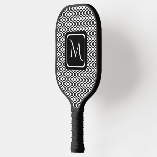 Modern Geometric Monogram Black White Pickleball Paddle (Links)