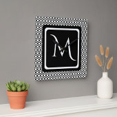 Modern Geometric Monogram Black White Vierkante Klok