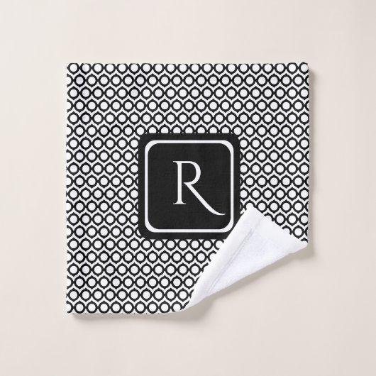 Modern Geometric Monogram Black White Washandje (Wasdoekje)
