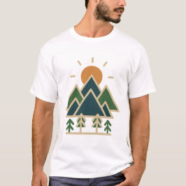 Modern Geometric Mountains Adventure T-shirt | Min