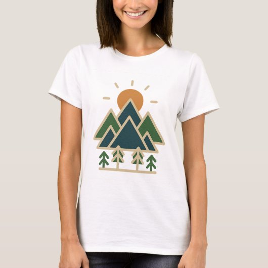 Modern Geometric Mountains Adventure T-shirt | Min (Voorkant)