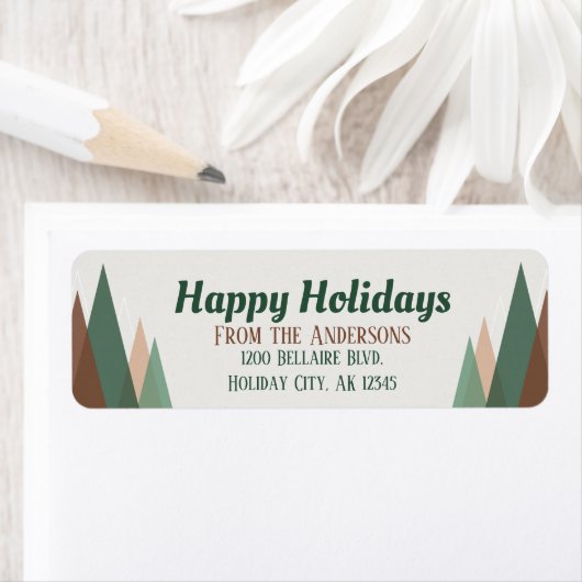 Modern Geometric Mountains Holiday Adres Etiket (Insitu)