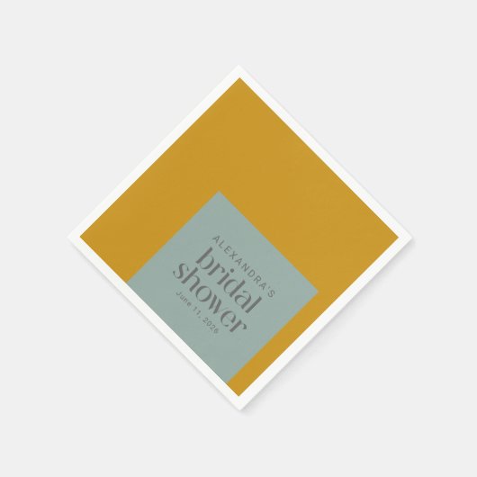 Modern Geometric Mustard Sage Vrijgezellenfeest Servet (Hoek)