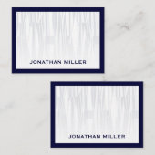 Modern Geometric Navy Blue en White Flat Notitiekaartje (Voorkant / Achterkant)