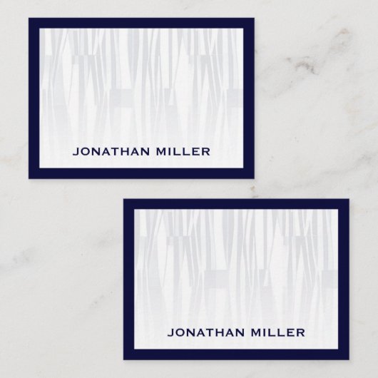 Modern Geometric Navy Blue en White Flat Notitiekaartje (Voorkant / Achterkant)