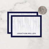 Modern Geometric Navy Blue en White Flat Notitiekaartje (Voorkant / Achterkant in situ)
