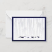 Modern Geometric Navy Blue en White Flat Notitiekaartje (Achterkant)