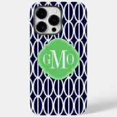 Modern Geometric Navy Blue White Pattern Monogram Case-Mate iPhone Case (Achterkant)