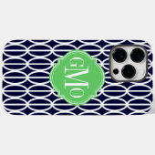 Modern Geometric Navy Blue White Pattern Monogram Case-Mate iPhone Case (Achterkant (horizontaal))
