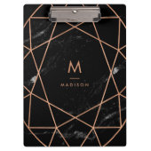 Modern Geometric op Black Marble Kijk Klembord (Voorkant)