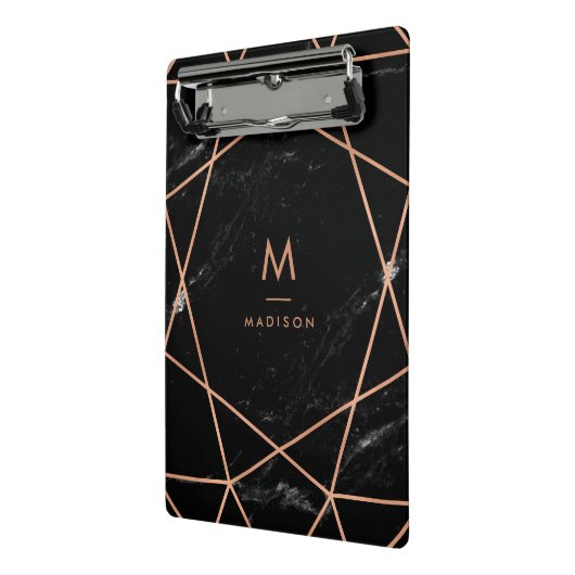 Modern Geometric op Black Marble Kijk Mini Klembord (Angled2)