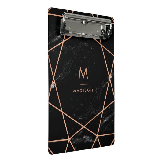 Modern Geometric op Black Marble Kijk Mini Klembord (Schuin)