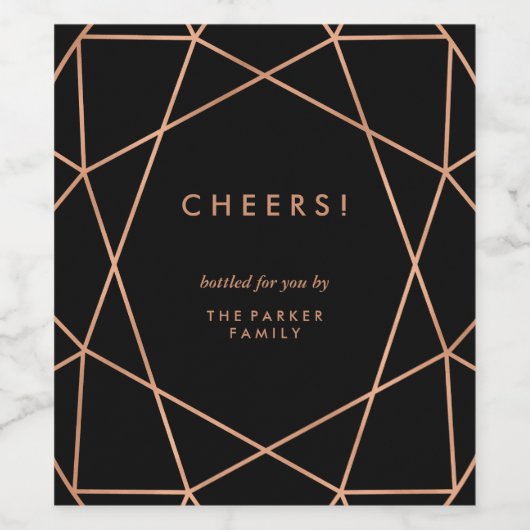Modern Geometric op Black Wijn Etiket (Enkel label)