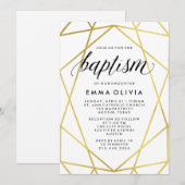 Modern Geometric op White Baptism | Faux Gold Kijk Kaart (Voorkant / Achterkant)