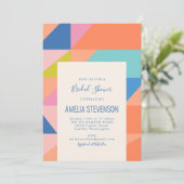 Modern Geometric Oranje Blue Vrijgezellenfeest Kaart (Staand voorkant)