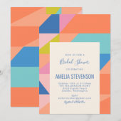 Modern Geometric Oranje Blue Vrijgezellenfeest Kaart (Voorkant / Achterkant)